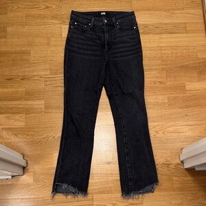 PAIGE Black Frayed Hem Flare Jeans